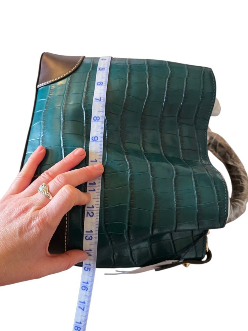 Dooney & Bourke Oakdale Brenna Croc Embossed Leather Bag Deep Teal NWT Rare - Picture 14 of 16